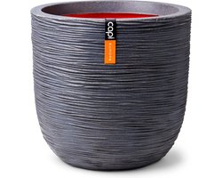 Capi Europe - Bloempot bol Rib NL - 55x53 - Donkergrijs - Bloempot voor binnen en buiten - Levenslang garantie - Breukbestendig - 100% Recyclebaar - CO2 Neutraal geproduceerd - KDGR935