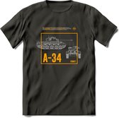 A34 Comet leger T-Shirt | Unisex Army Tank Kleding | Dames / Heren Tanks ww2 shirt | Blueprint | Grappig bouwpakket Cadeau - Donker Grijs - M