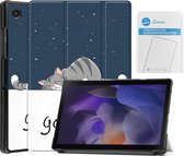 Tablet hoes & 2-Pack Screenprotector geschikt voor Samsung Galaxy Tab A8 - 10.5 Inch - Auto Wake/Sleep functie - Good Night