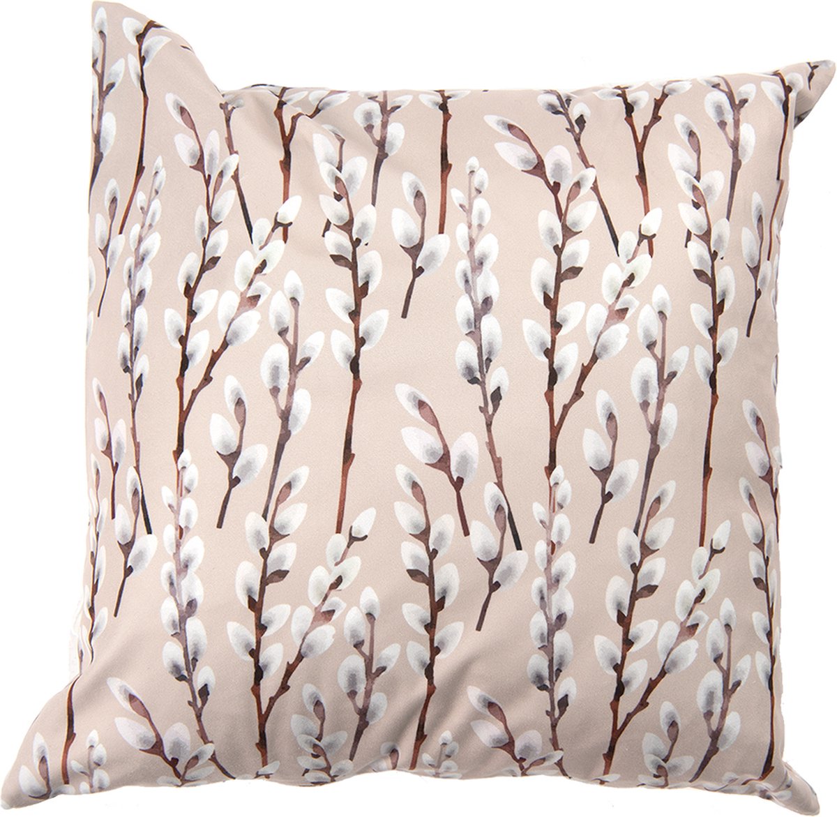 Clayre & Eef Kussenhoes 45x45 cm Beige Bruin Polyester Vierkant Katjestakken Sierkussenhoes
