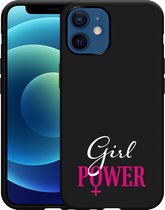iPhone 12/12 Pro Hoesje Zwart Girl Power - Designed by Cazy