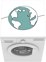 Wasmachine beschermer mat - Illustratie wereldbol volgens enkele lijn - Breedte 60 cm x hoogte 60 cm