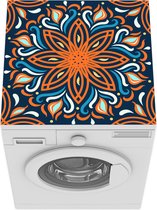 Wasmachine beschermer - Wasmachine mat - Bloem - Bladeren - Oranje - 60x60 cm - Droger beschermer