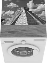 Wasmachine beschermer mat - Mexico - Piramide - Zwart - Wit - Breedte 60 cm x hoogte 60 cm