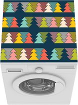 Wasmachine beschermer mat - Patroon - Kerstboom - Blauw - Breedte 60 cm x hoogte 60 cm