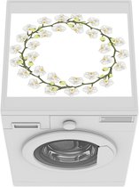 Wasmachine beschermer mat - een witte orchidee - Breedte 55 cm x hoogte 45 cm