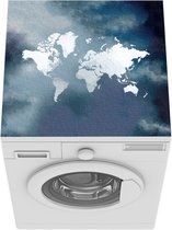 Wasmachine beschermer - Wasmachine mat - Wereldkaart - Waterverf - Blauw - 60x60 cm - Droger beschermer