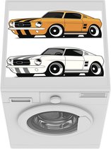 Wasmachine beschermer mat - Illustratie van een gele en witte Mustang - Breedte 55 cm x hoogte 45 cm