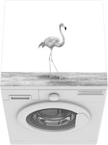 Wasmachine beschermer mat - Flamingo dierenprint - zwart wit - Breedte 60 cm x hoogte 60 cm