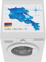 Wasmachine beschermer mat - een blauwe kaart van Armenië - Breedte 55 cm x hoogte 45 cm