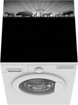 Wasmachine beschermer mat - een zonsopgang bij een Afrikaans landschap - zwart wit - Breedte 60 cm x hoogte 60 cm