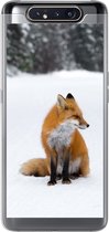 Geschikt voor Samsung Galaxy A80 hoesje - Vos - Sneeuw - Winter - Siliconen Telefoonhoesje