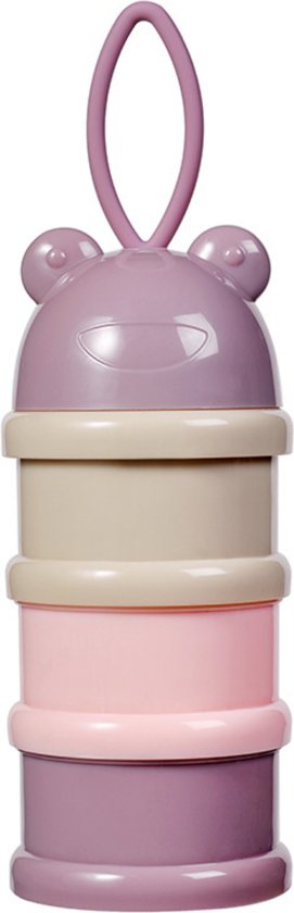 Melktoren - Bewaarbakjes babyvoeding - 3 laags  - Melkpoeder doseerdoosjes - Melkpoeder toren - Melkpoeder bewaarbakjes - Verdeeldoos - Melk poeder Dispenser - Melkpoeder Reisbox - Babyvoeding bewaarbox - Roze