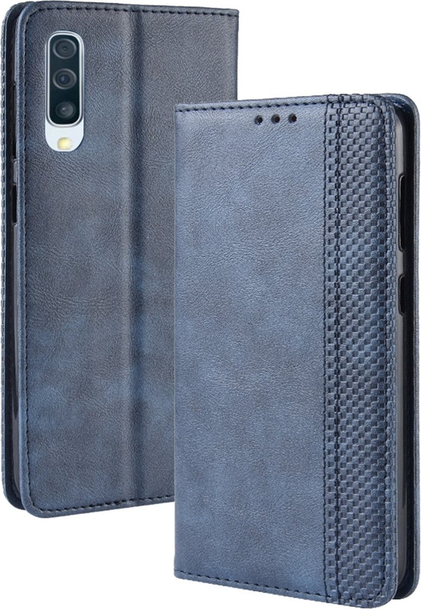 Mobigear Telefoonhoesje geschikt voor Samsung Galaxy A50 Hoesje | Mobigear Sensation Bookcase Portemonnee | Pasjeshouder voor 3 Pasjes | Telefoonhoesje voor Pinpas / OV Kaart / Rijbewijs - Blauw