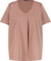 SAMOON Dames Shirt met V-hals en glittereffect Copper mel.-50