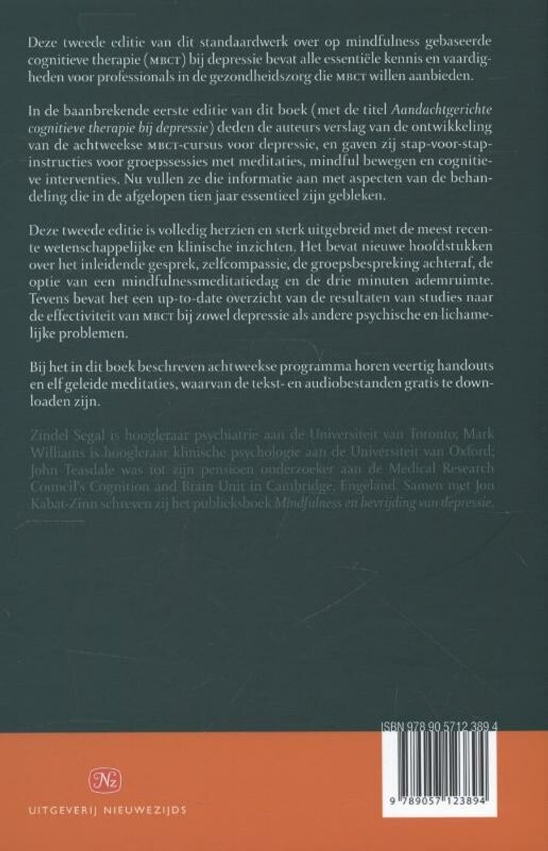 Mindfulness en cognitieve therapie bij depressie - back cover