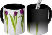 Magische Mok - Foto op Warmte Mok - Vijf tulpen op een rij - 350 ML - Uitdeelcadeautjes