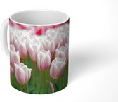 Mok - Roze tulpen in de volle bloei - 350 ML - Beker - Uitdeelcadeautjes