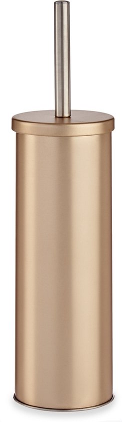 Toiletborstel/wc-borstel metaal in goud kleur 38 cm - In houder - Luxe uitstraling in prachtige kleur
