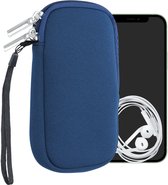 kwmobile Tasje voor smartphones S - 4,5" - Insteekhoesje van neopreen in marineblauw - Maat: 14,4 x 8,3 cm