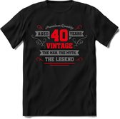 40 Jaar Legend -  kado T-Shirt Heren / Dames - Zilver / Rood - Perfect Verjaardag Cadeau Shirt - grappige Spreuken, Zinnen en Teksten. Maat XXL