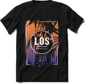 Los Angeles | TSK Studio Zomer Kleding  T-Shirt | Oranje - Paars | Heren / Dames | Perfect Strand Shirt Verjaardag Cadeau Maat XXL