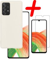 Samsung Galaxy A33 Hoesje Siliconen Met Screenprotector - Samsung Galaxy A33 Case Hoes Met Screenprotector - Wit