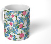 Mok - Koffiemok - Vlinders - Patronen - Rozen - Mokken - 350 ML - Beker - Koffiemokken - Theemok