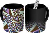 Magische Mok - Foto op Warmte Mokken - Koffiemok - Piramides - Patronen - Paars - Magic Mok - Beker - 350 ML - Theemok