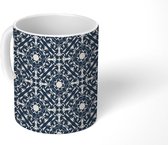 Mok - Koffiemok - Bloemen - Geometrie - Patronen - Blauw - Mokken - 350 ML - Beker - Koffiemokken - Theemok