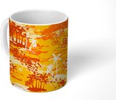 Mok - Koffiemok - Palmbomen - Strand - Patroon - Mokken - 350 ML - Beker - Koffiemokken - Theemok