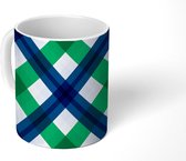 Mok - Koffiemok - Plaid - Patronen - Blauw - Groen - Mokken - 350 ML - Beker - Koffiemokken - Theemok