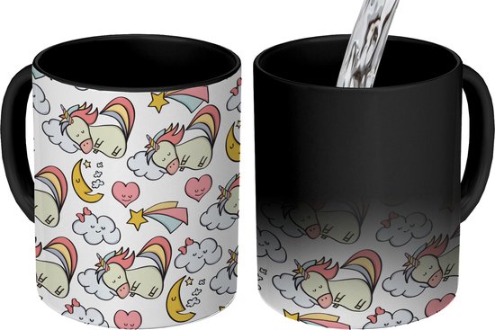 Mug magique - Photo sur tasses chaleureuses - Tasse à café - Dormir - Unicorn - Motifs - Tasse Magic - Tasse - 350 ML - Tasse à thé - Décoration Sinterklaas - Cadeaux pour enfants - Chaussures cadeaux Sinterklaas