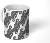 Mok - Koffiemok - Waves - Patronen - Zwart Wit - Mokken - 350 ML - Beker - Koffiemokken - Theemok