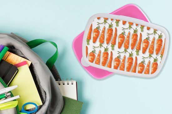 Breadbox Rose - Lunchbox - Breadbox - Carotte - Légumes - Motifs - 18x12x6 cm - Enfants - Fille