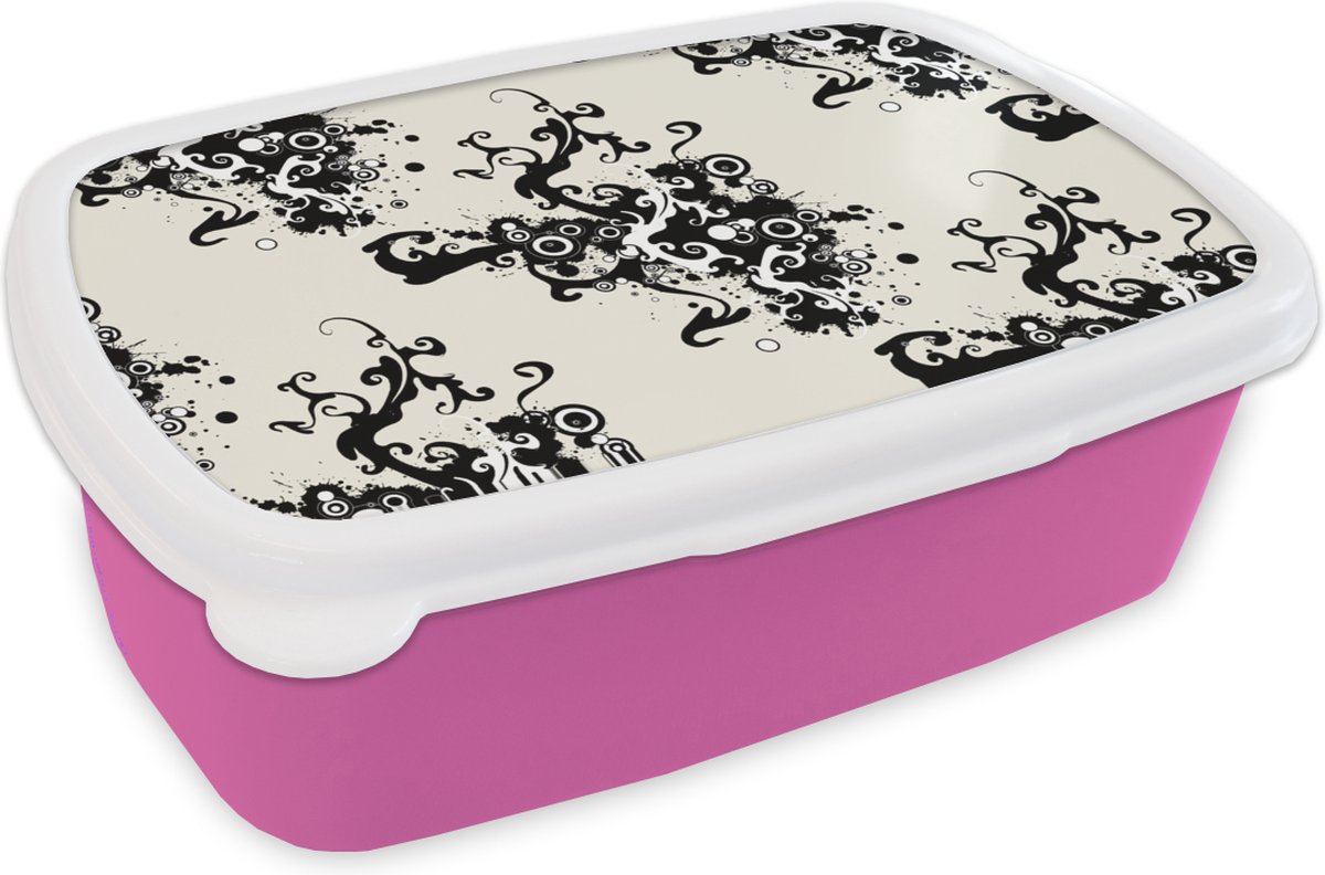 Broodtrommel Roze - Lunchbox - Brooddoos - Patronen - Zen - Abstract - 18x12x6 cm - Kinderen - Meisje