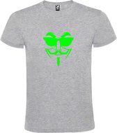 Grijs T shirt met print van " Vendetta " print Neon Groen size L