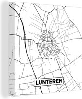 Peinture sur toile Lunteren - Plan de la ville - Carte - Carte - Nederland - Wit - 50x50 cm - Décoration murale