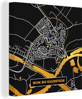 Canvas Schilderij Wijk bij Duurstede - Stadskaart - Plattegrond - Kaart - Black and Gold - 50x50 cm - Wanddecoratie