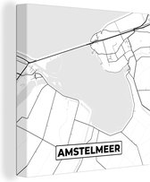 Canvas Schilderij Plattegrond - Amstelmeer - Nederland - Kaart - Stadskaart - 50x50 cm - Wanddecoratie