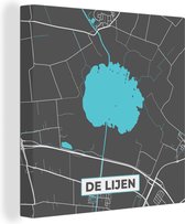 Canvas Schilderij Stadskaart - Water - Nederland - De Lijen - Kaart - Plattegrond - 50x50 cm - Wanddecoratie