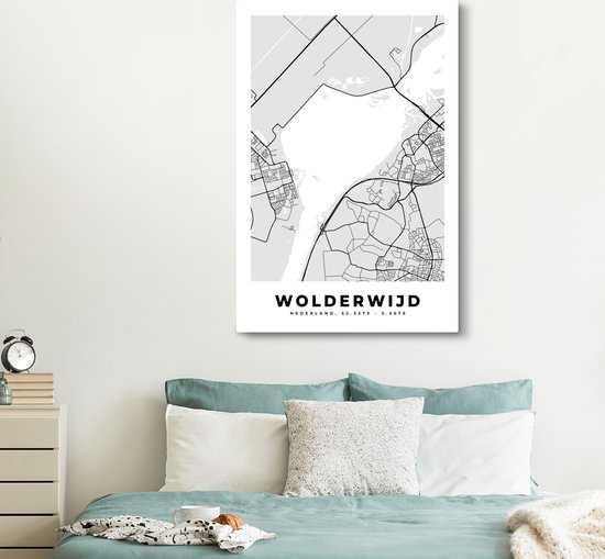 Tableau sur Toile City Map - Wolderwijd - Carte - Nederland - Carte - 120x180 cm - Décoration murale XXL