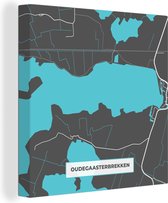 Carte de peinture sur toile - Oudegaasterbruggen - Plan de la ville - Nederland - Carte - 50x50 cm - Décoration murale