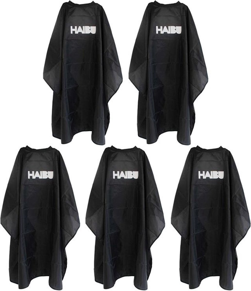 5x Haibu Essentials Kapmantel met Drukknoop zwart