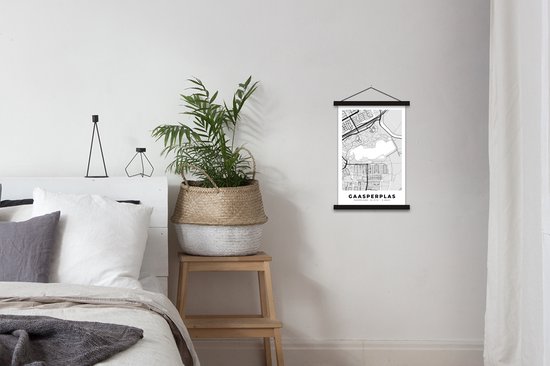Posterhanger incl. Poster 40x60 cm - Schoolplaat - Kaarten - Gaasperplas - Nederland - Plattegrond - Stadskaart - Textielposter - Zwarte latten - Plattegrond