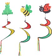 Relaxdays spirale animal - lot de 3 - jeu de vent - décoration de jardin - suspendu - coloré