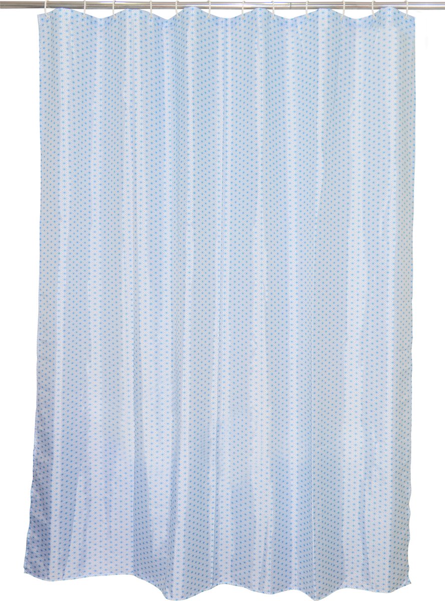 SENSEA - textiel douchegordijn - wasbaar badkamergordijn - waterdicht schimmelwerend - ATOMIC - blauw - B.180 x H.200 cm
