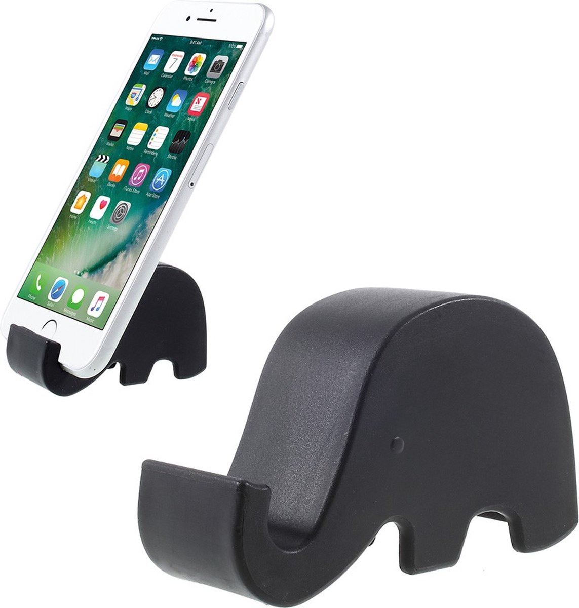 Peachy Mobiel houder olifant zwart geschikt voor iPhone standaard slurf universeel