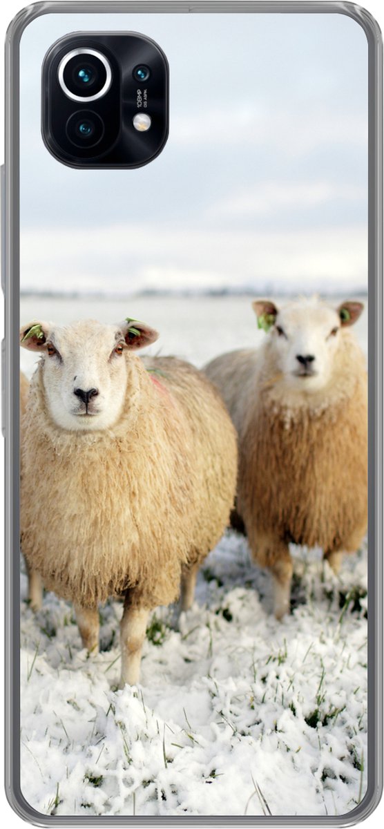 Telefoonhoesje Geschikt voor Xiaomi Mi 11 hoesje - Groep nieuwsgierige schapen - Siliconen Telefoonhoesje Telefoonhoesje