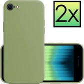 Hoes voor iPhone SE 2022 Hoesje Groen Cover Siliconen Case Hoes - 2x